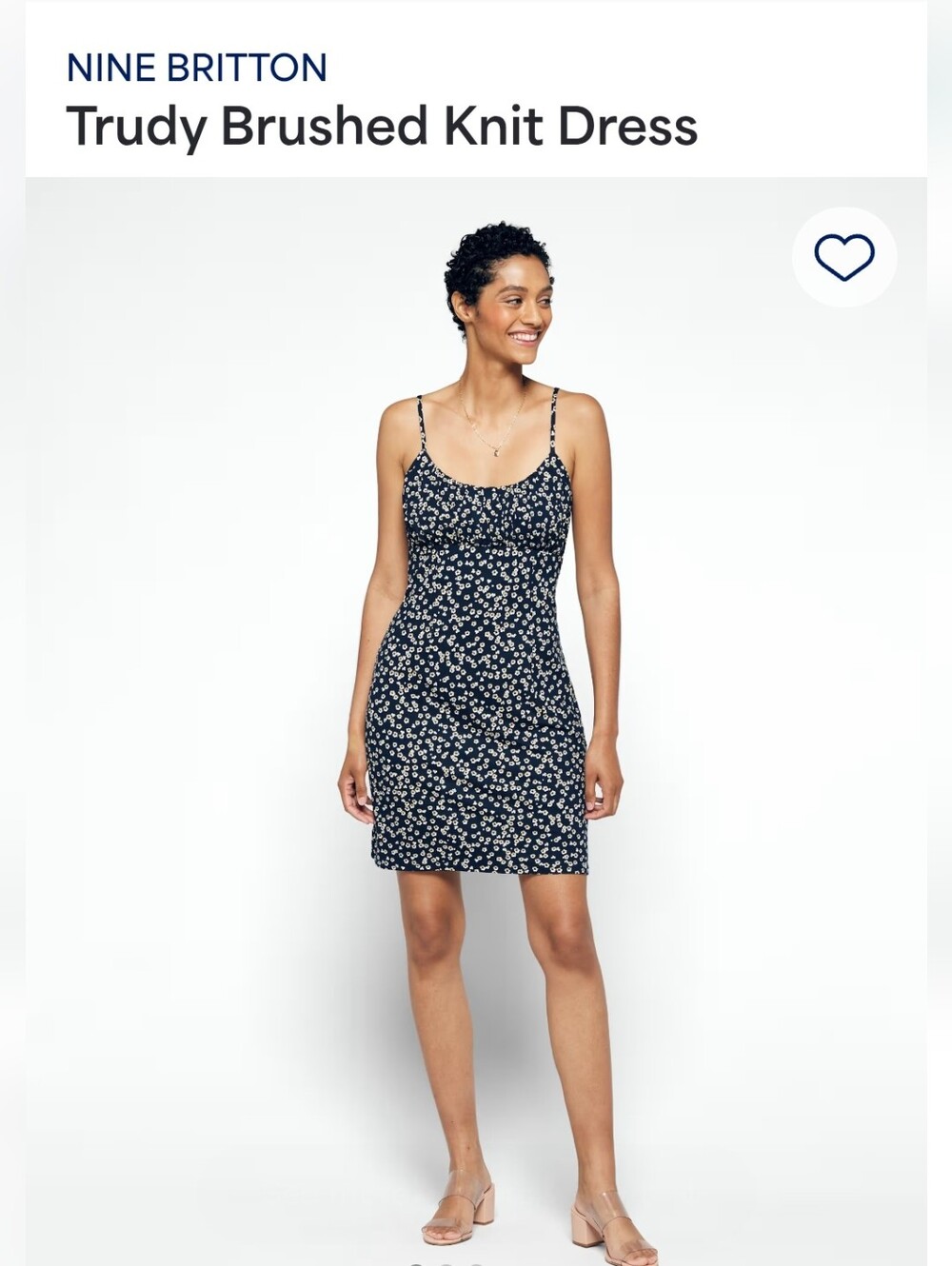 Nine Britton Navy and White Floral Spaghetti Strap Dress